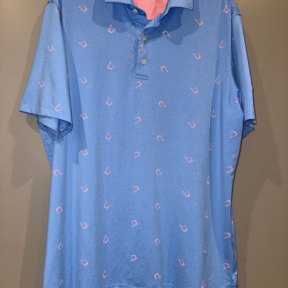 Johnnie-O Final Cocktail Jersey Old Hawthorne Polo Shirt UPF 50 Sz L  Retail $98